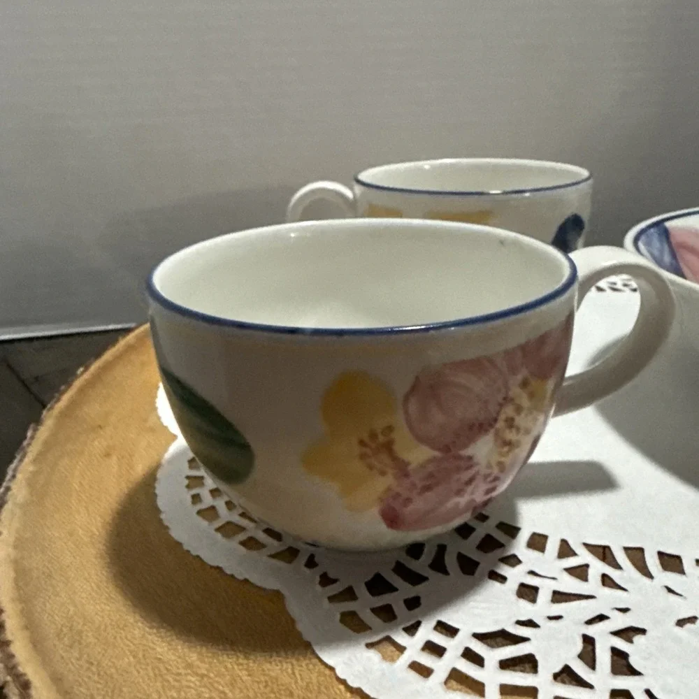 Johnson Bros England Floral 3 Pc Set 2 Cups 1 Cereal Soup Bowls Color Splash